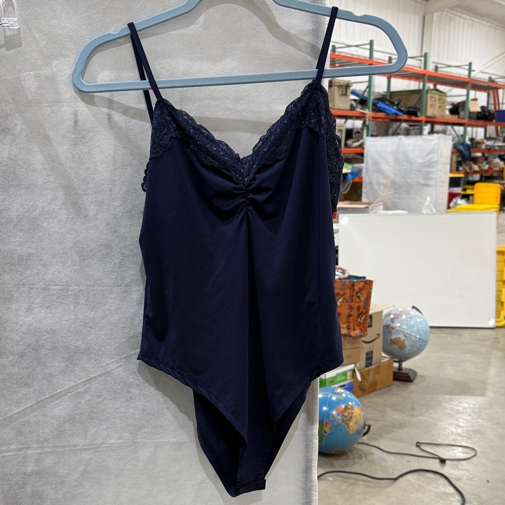 SHEIN Navy Lace Trimmed Chemise